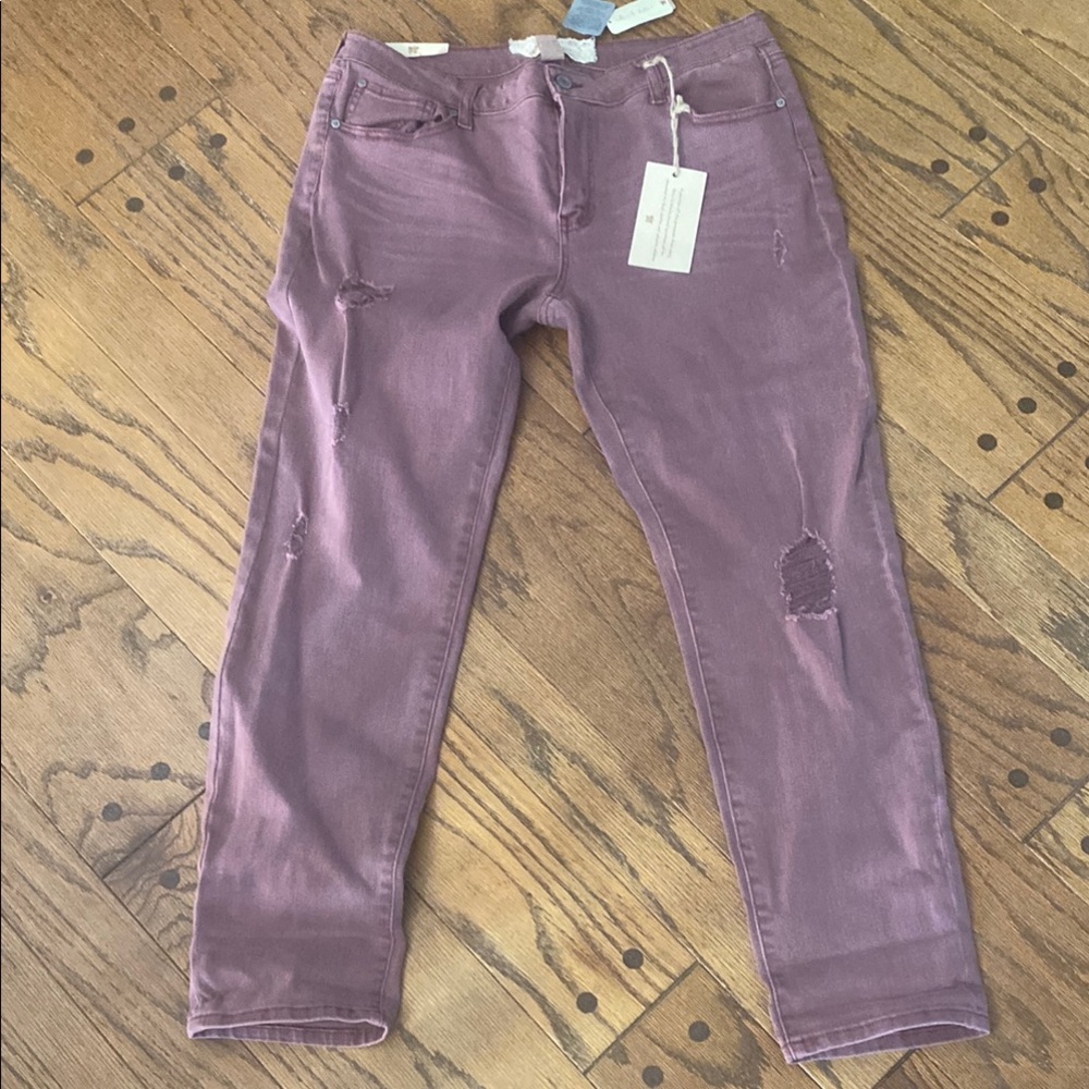 Altar'd State Purple Ankle Cropped Jeans with Distressed Details sz 30/11